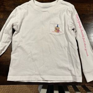 Vineyard vines long sleeve white 3t birthday dog shirt VGUC